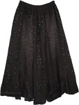 Sequins and Embroidery Black Tarot Long Skirt