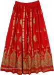 Passion Red Sequin Long Skirt with Elastic Waist