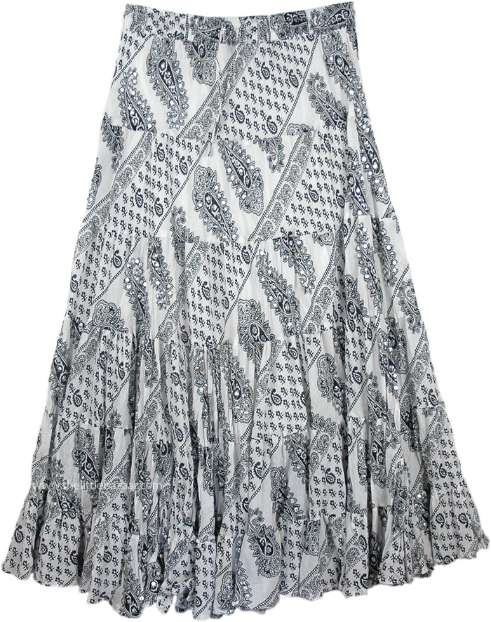 Seychelles Black White Printed Sequin Skirt