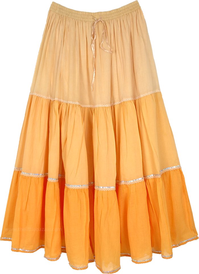 Mango Duet Long Cotton Skirt with Sequins and Lace