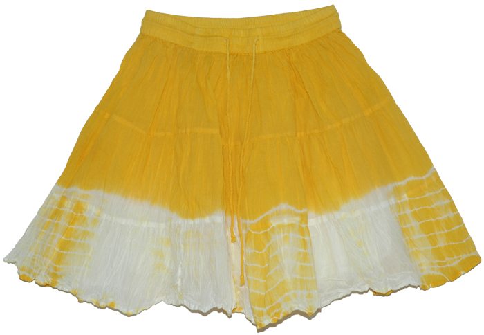 Golden Grass Summer Crinkled Short Skirt