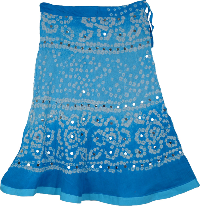 Beach Breeze Cotton Tie Dye Blue Short Skirt
