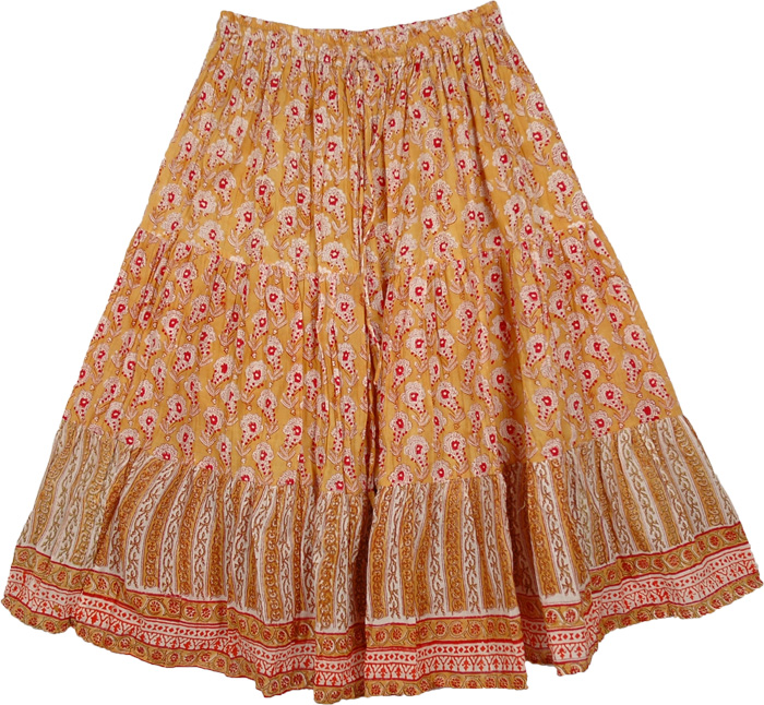 Fire Bush Short Cotton Floral Skirt