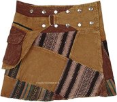 The Earth Dance Patchwork Snap Wrap Short Skirt