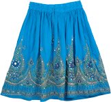 Blue Sequin Short Dancing Skirt