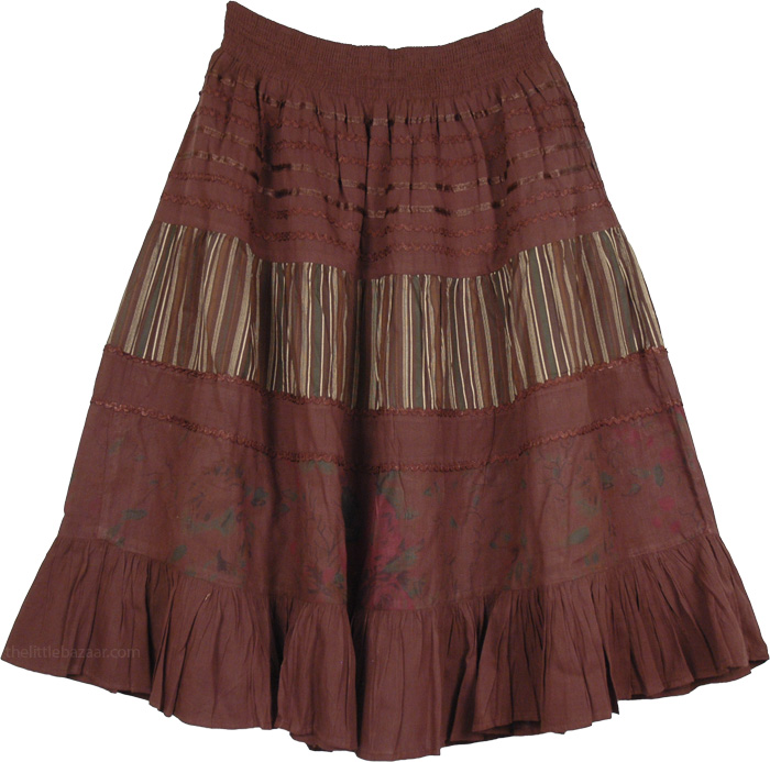 Alcippe Brown Short Cotton Skirt