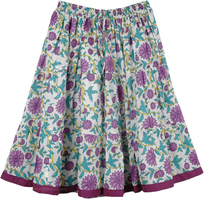 Pastel Blue Floral Short Skirt