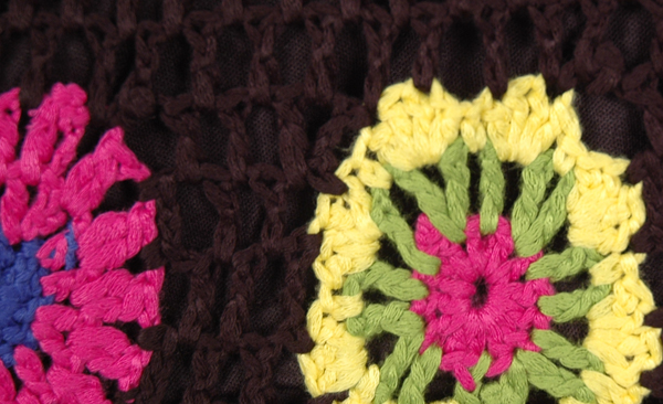 Black Shorts in Crochet with Flower Pattern