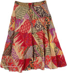 Full Sweep Red Printed Maxi Cotton Skirt