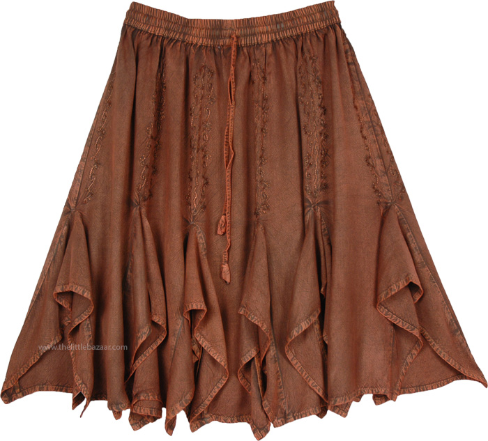 Spiced Nutmeg Knee Length Skirt Western Rodeo
