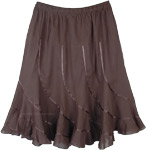 Chocolate Brown Summer Short Skirt with Ribbons