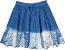 Beach Water Blue Flared Short Skirt with White Tie and Dye