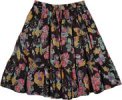 Thunder Black Floral Cotton Short Skirt