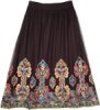 Mesh Black Lined Skirt with Kashmiri Embroidery Motifs