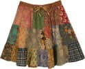 Floral Hues Cotton Patchwork Bohemian Short Skirt