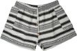 Black White Boho Striped Cotton Shorts with Pockets