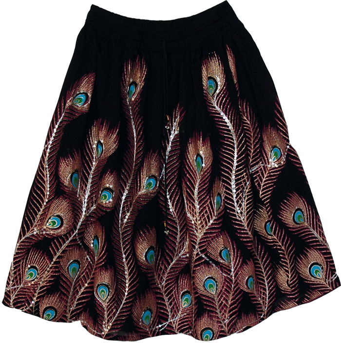 Peacock Sequined Shark Short Skirt