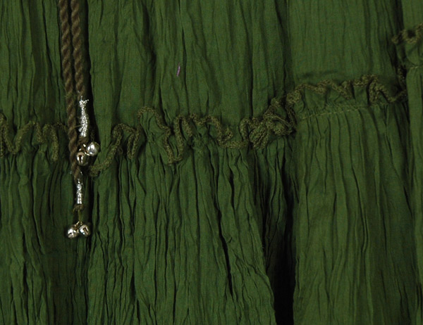 Chloro Green Tiered Crinkled Cotton Short Skirt