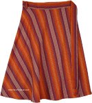 Plus Vertical Stripe Cotton Wrap Around Knee Length Skirt