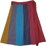Vertical Panels Multicoloured Cotton Knee Length Skirt