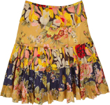 Sunset Flowers Printed Tiered Skirt in Cotton