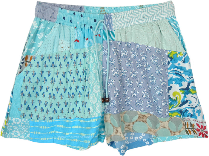 Blue Horizon Sustainable Patchwork Womens Shorts