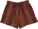Mulberry Tribal Pocket Shorts with Woven Fringes