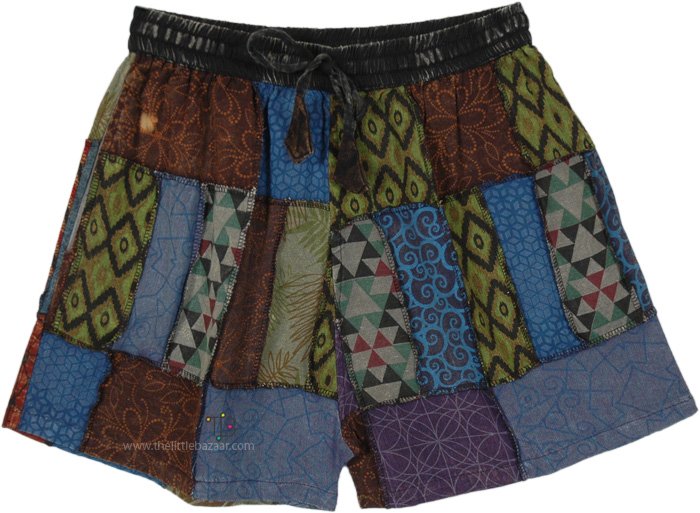 Mojave Hippie Patchwork Cotton Shorts