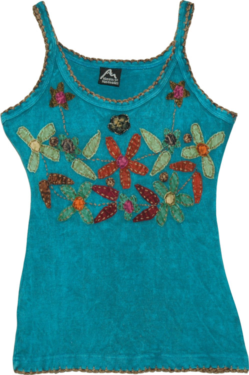 Small Turquoise Applique Top