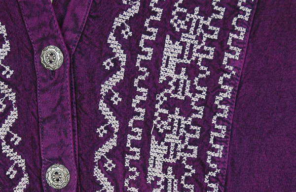 Everyday Purple Boho Shirt Top with Embroidery in L /XL