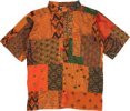 Unisex Sweet Orange Hippie Patchwork Cotton Summer Shirt