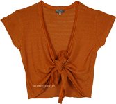 Orangina Tie Front Knit Solid Top
