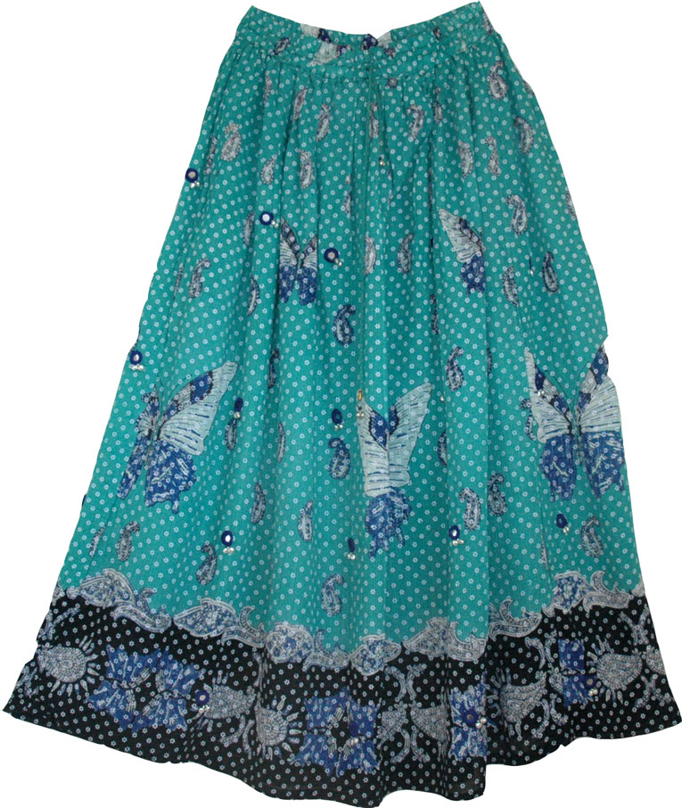 Greenish Bluish Summer Skirt, Breaker Bay Butterfly Skirt