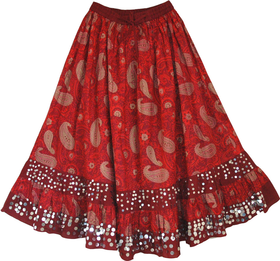 Thunderbird Paisley Long Skirt SequinSkirts