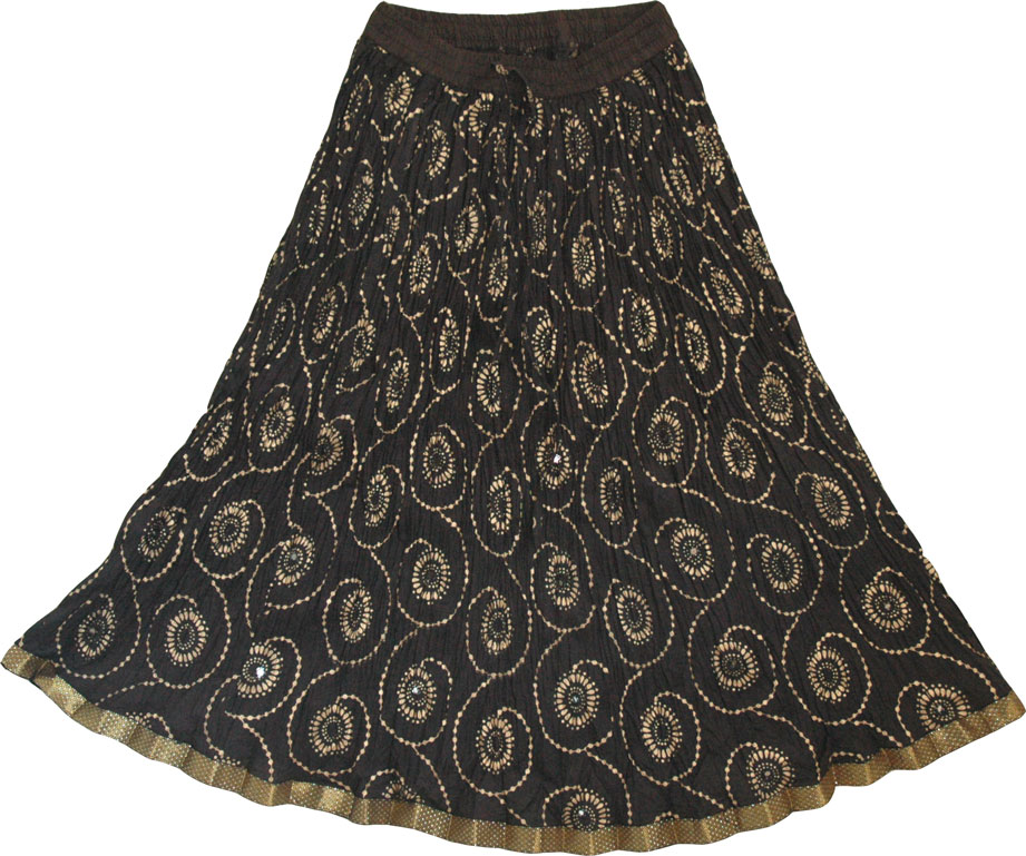 Crinkle short skirt in black , Chakra Ethnic Skirt in Black