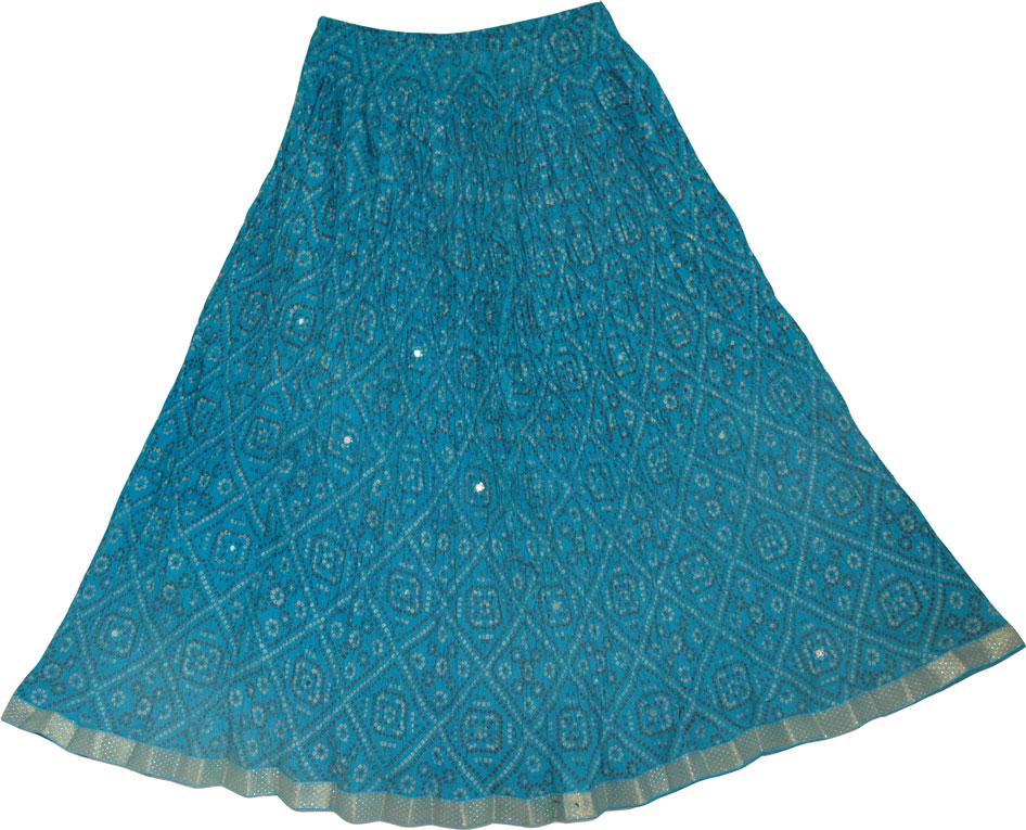 Crinkle Short Skirt in Eastern Blue, Blue Ethnic Short Skirt