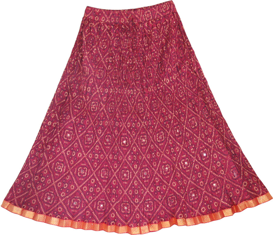 Crinkle Short Skirt in Cotton, Vin Rouge Party Short Skirt 