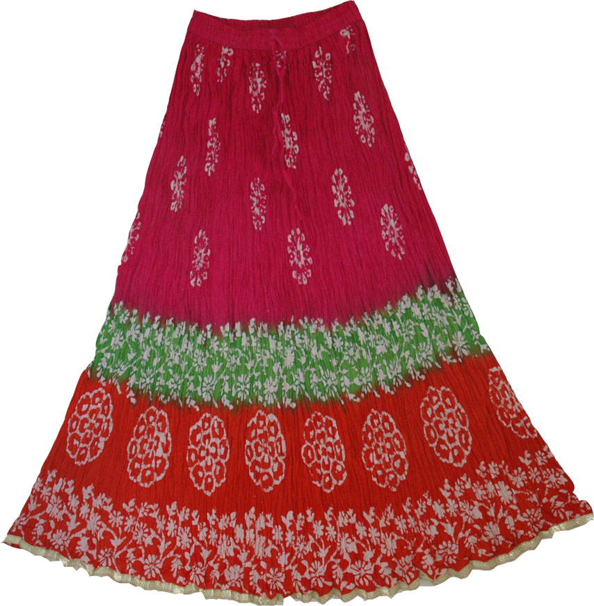 Long skirt in batik print, Floral Batik Summer Skirt 