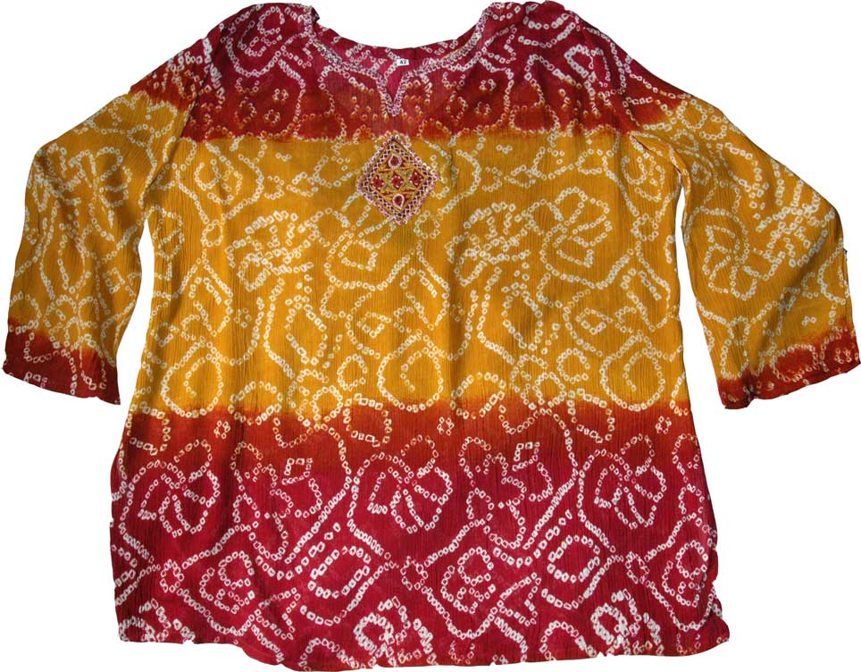 Indian tunic shirt tie dye with embroidery, Hacienda Womens Tunic Shirt