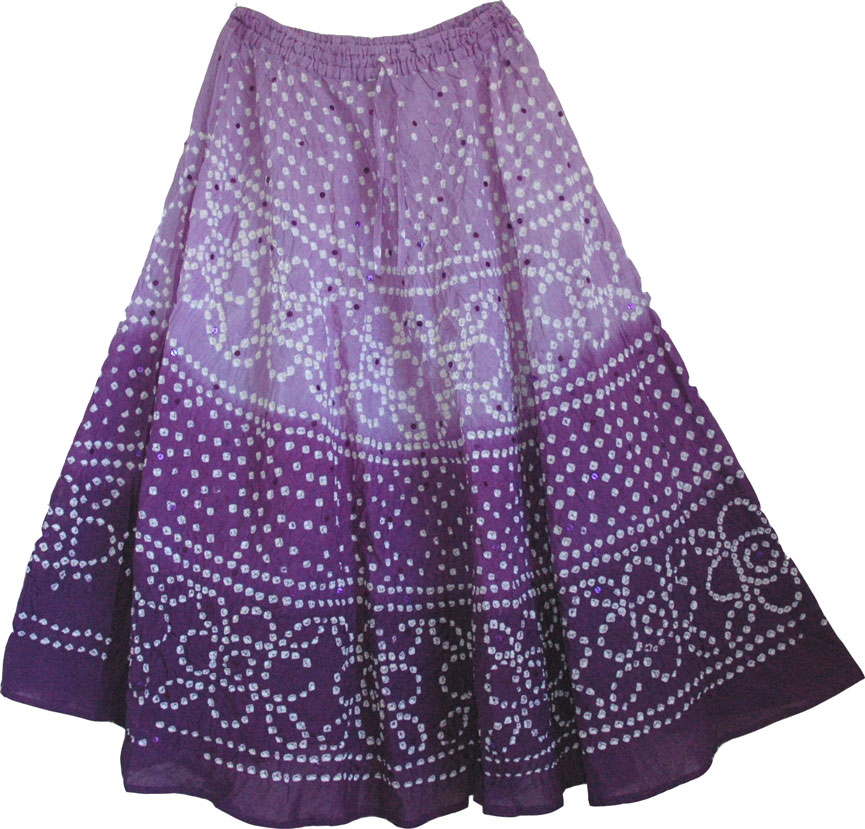 Wide Purple Skirt Tie Dye, Bossanova Boho Tie Dye Skirts