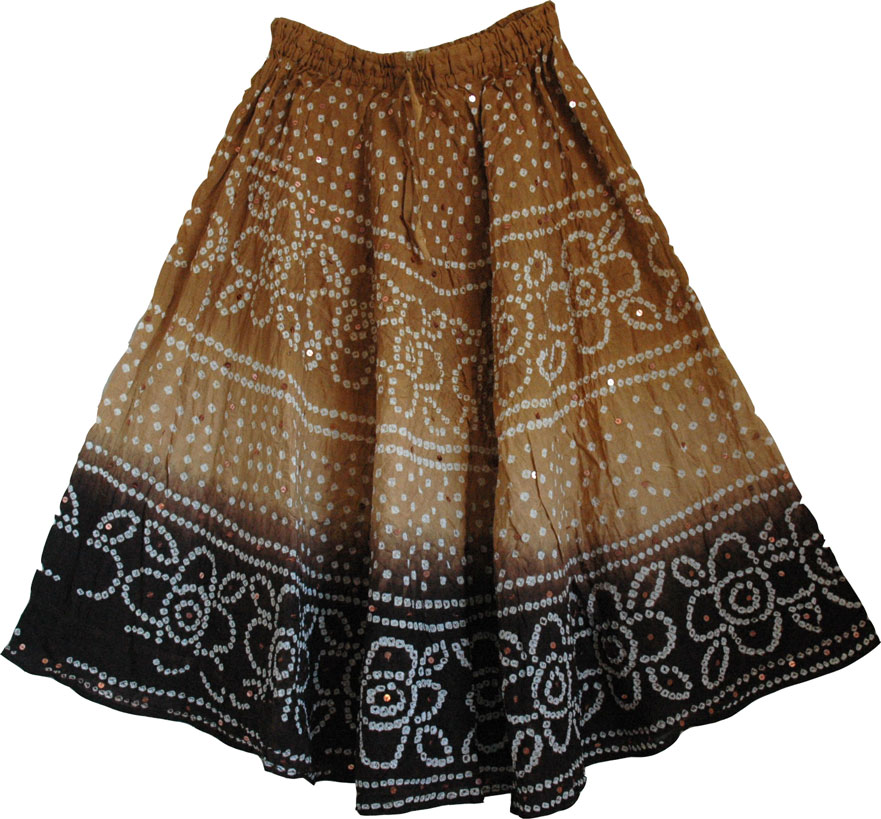 Brown indian long skirt, Brown Long Skirt in Tie Dye 