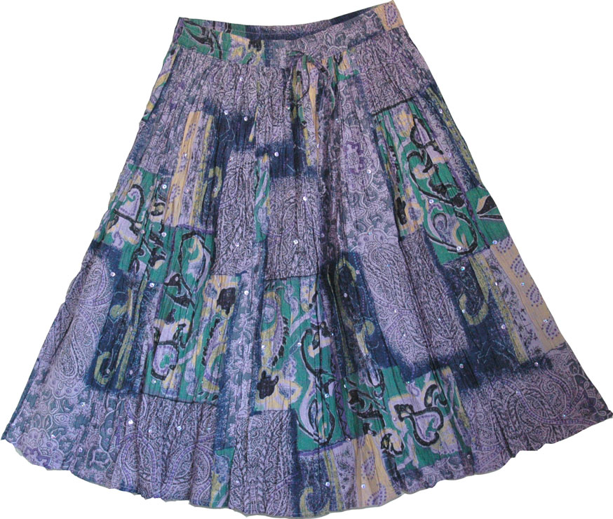 Cotton Paisley Short Skirt, Kimberly Paisley Cotton Short Skirt