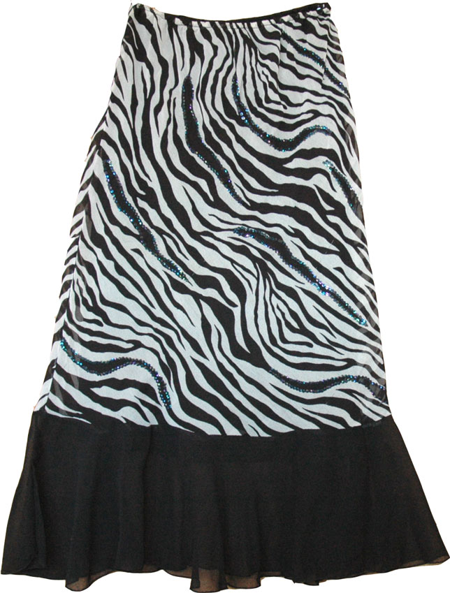 Breezy and flirtatious sexy long skirt with sequins - This long skirt has an A line fit , Animal Print Women`s Skirt