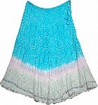 Bright Turquoise Tie Dye Silk Skirt