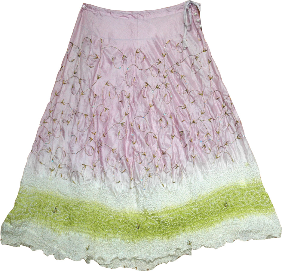 Gypsy boho long skirt in silk, Lily Gypsy Silk Long Skirt 