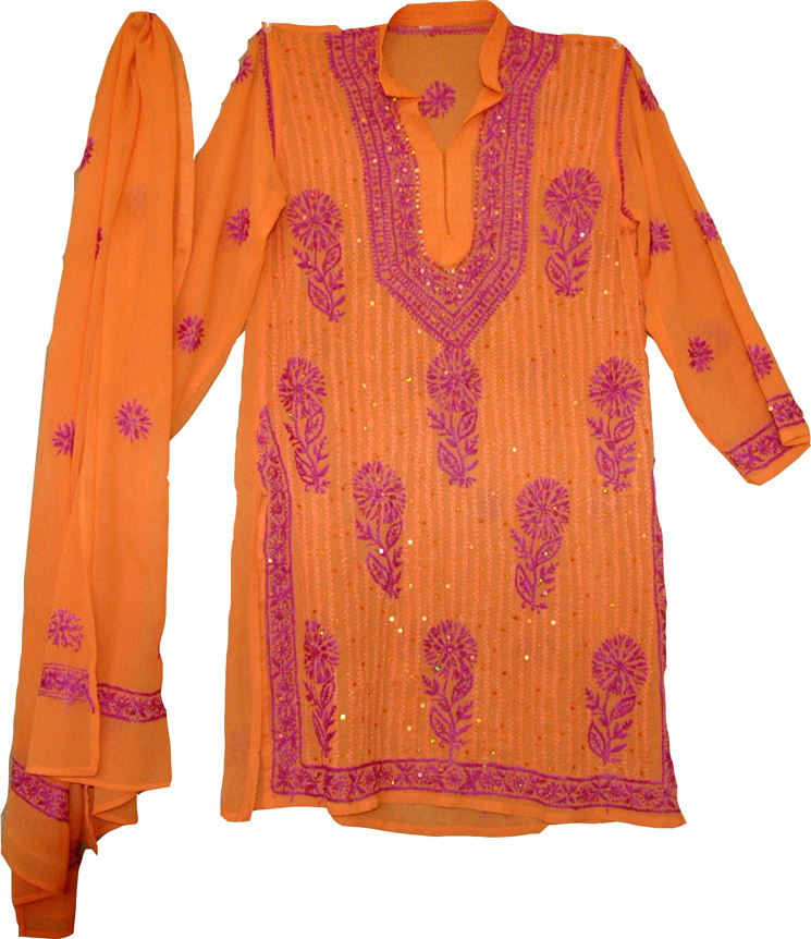 Long embroidered tunic top with stole, Tango Ladies Tunic w/ Stole