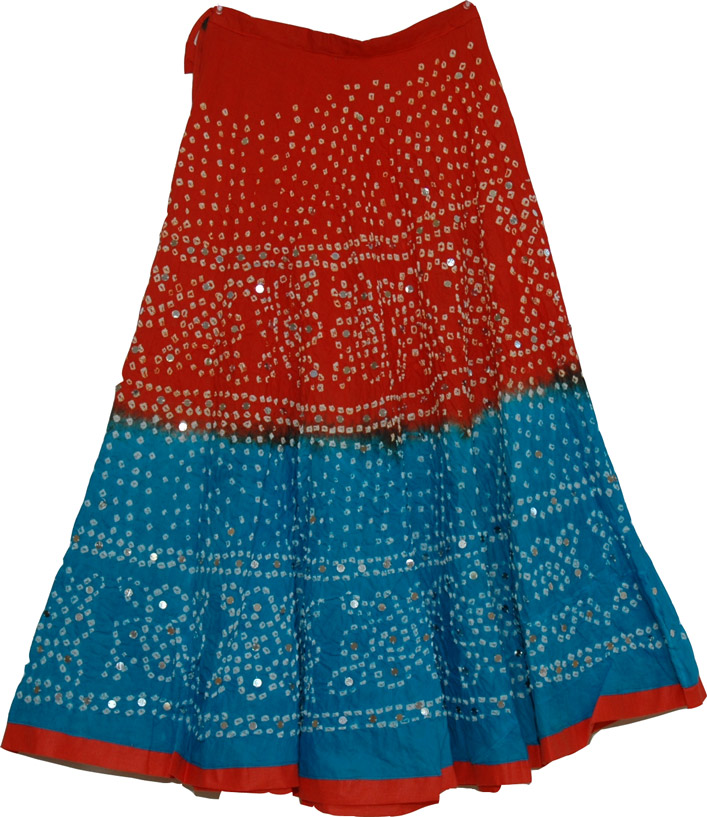 Sequin Summer Cotton Skirt, Orange Cotton Sequin Skirt