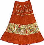 Cognac Sequined Short Skirt