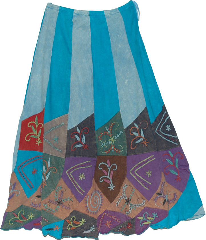 Boho Flare Hem Skirt , Bondi Blue Boho Skirt