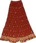 Burnt Umber Long Skirt in Crinkle